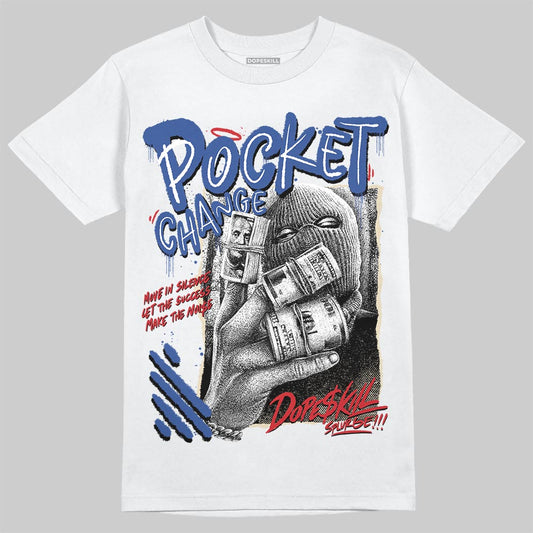 Jordan Spizike Low “Storm Blue” DopeSkill T-Shirt Pocket Change Graphic Streetwear - WHite