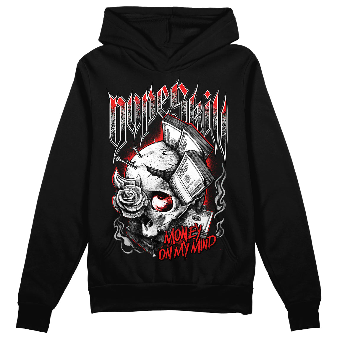 Jordan Spizike Low Bred DopeSkill Hoodie Sweatshirt Money On My Mind Graphic Streetwear - Black 