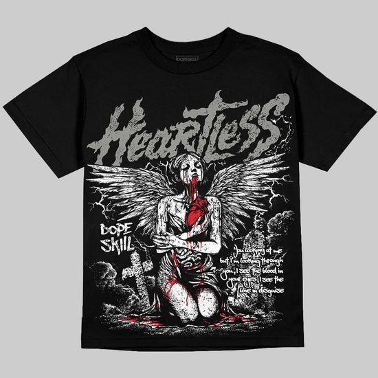 Jordan 4 Bred DopeSkill Oversize Print T-Shirt Heartless Graphic Streetwear - Black