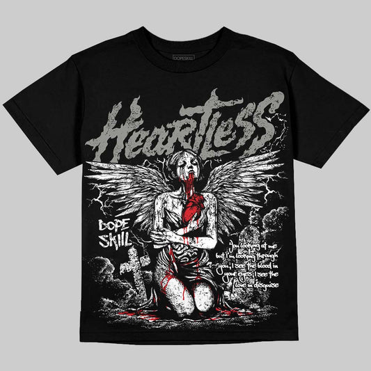 Jordan 4 Bred DopeSkill Oversize Print T-Shirt Heartless Graphic Streetwear - Black