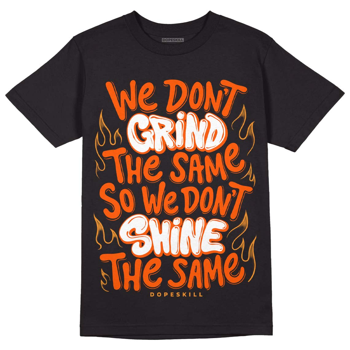 Jordan 12 Retro Brilliant Orange DopeSkill T-Shirt Grind Shine Graphic Streetwear - Black