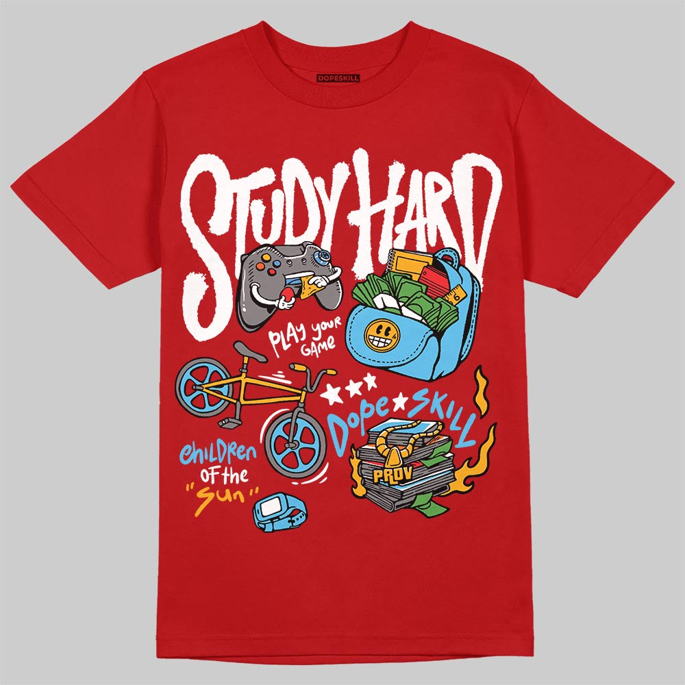 Red Sneakers DopeSkill T-Shirt Study Hard Graphic Streetwear - red