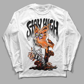 Orange, Black & White Sneakers DopeSkill Long Sleeve T-Shirt Stay High Graphic Streetwear - White