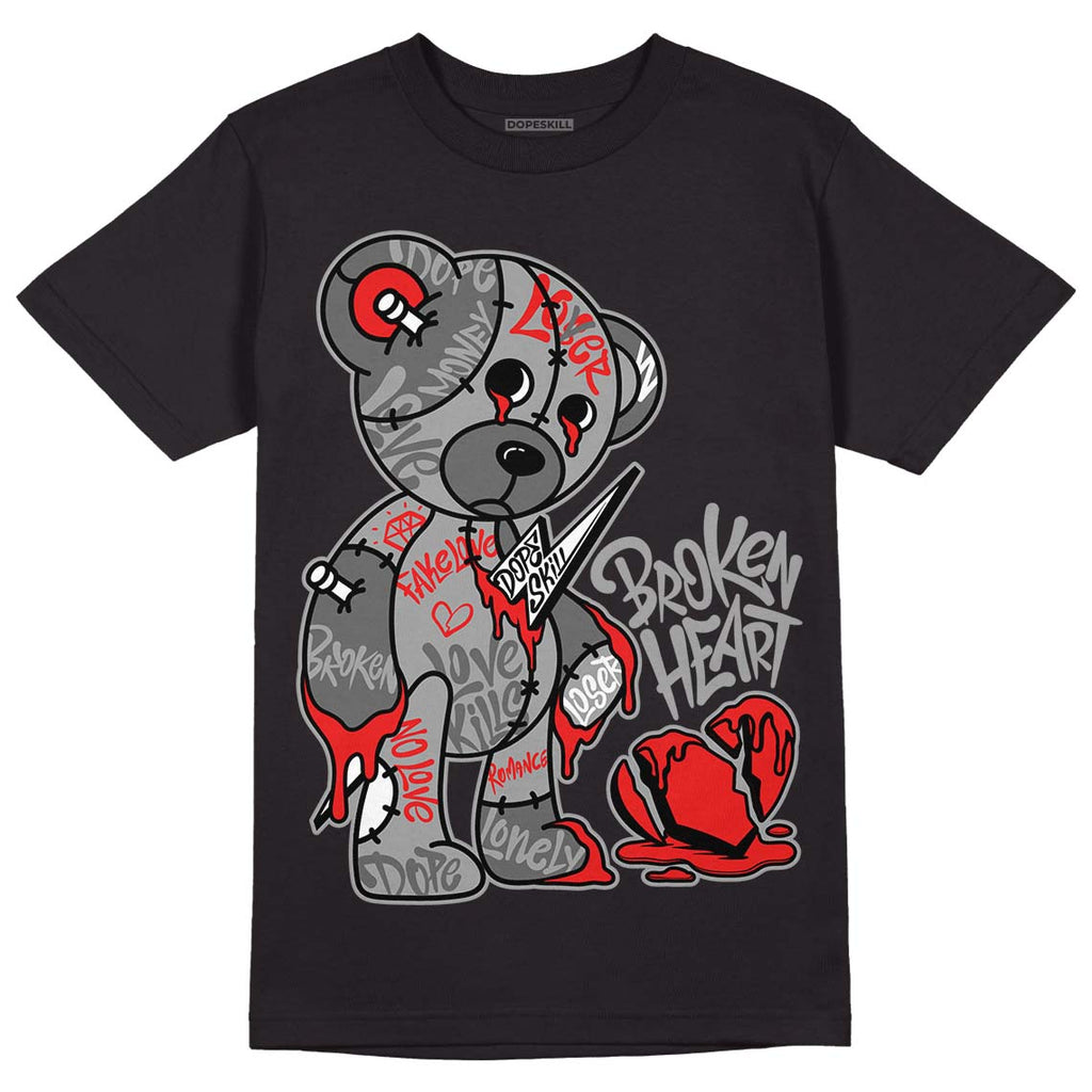 Jordan 4 Infrared DopeSkill T-Shirt Broken Heart Graphic Streetwear - Black