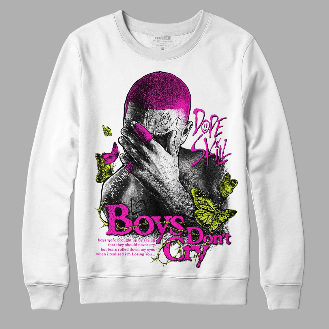 Dunk Low GS “Active Fuchsia” DopeSkill Sweatshirt Boys Don't Cry Graphic Streetwear - White