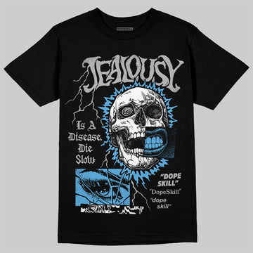 Jordan 14 Retro Black and University Blue DopeSkill T-Shirt Jealousy Graphic Streetwear - Black