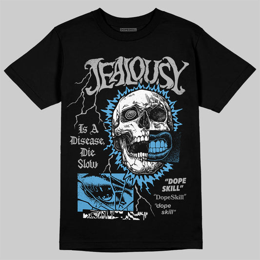 Jordan 14 Retro Black and University Blue DopeSkill T-Shirt Jealousy Graphic Streetwear - Black
