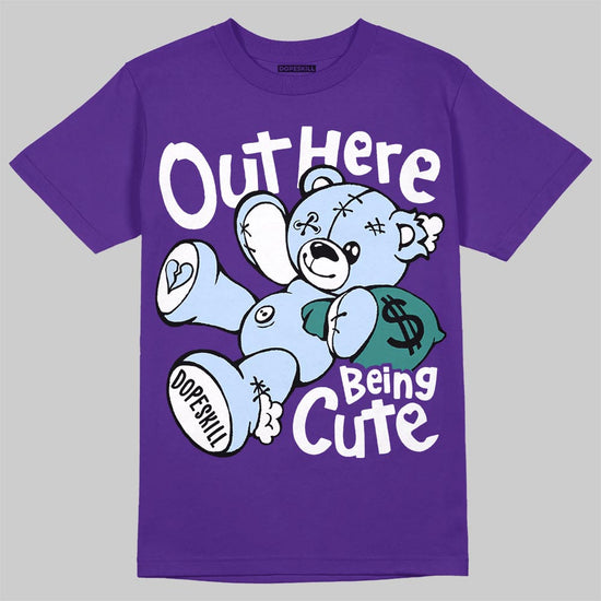 Jordan 5 Grape DopeSkill T-Shirt Out Here Being Cute Graphic Streetwear - Purple 