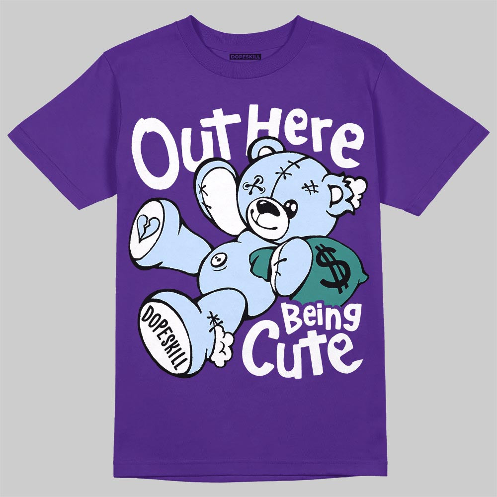 Jordan 5 Grape DopeSkill T-Shirt Out Here Being Cute Graphic Streetwear - Purple 