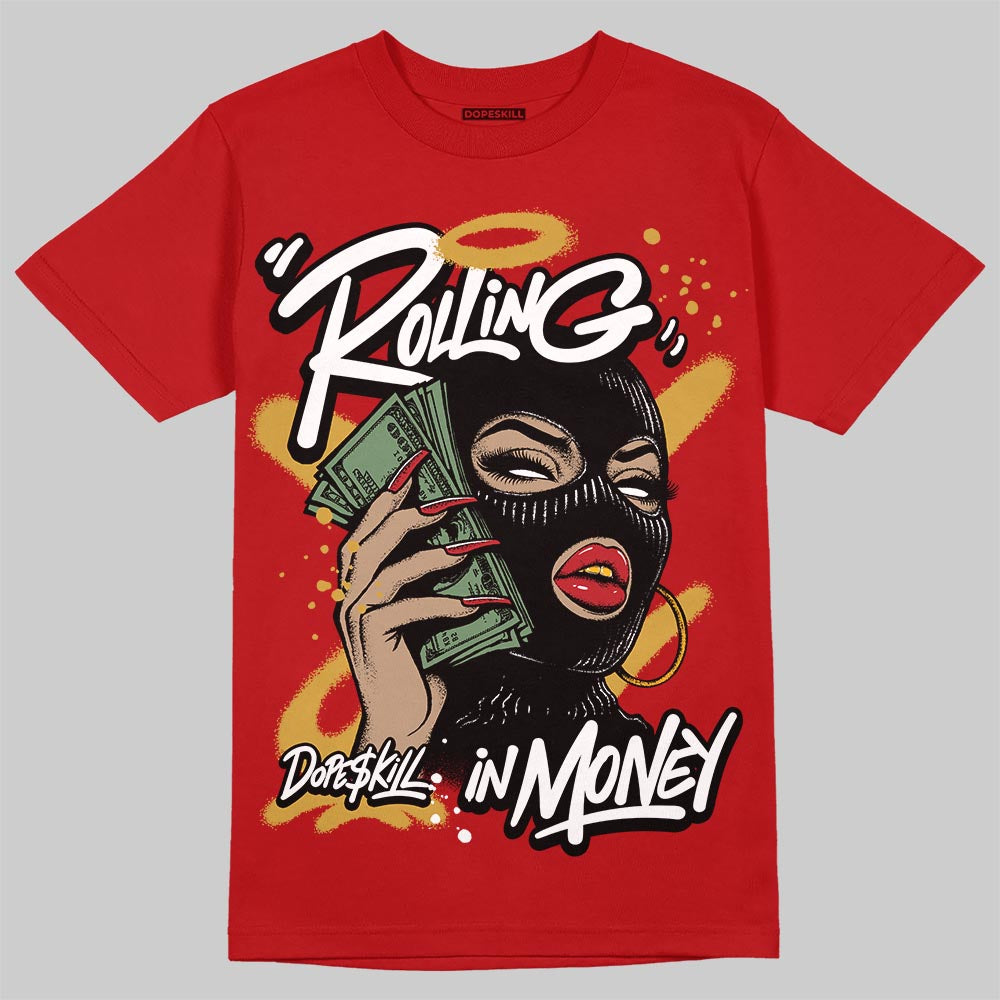 Red Sneakers DopeSkill T-Shirt Rolling in Money Graphic Streetwear - red