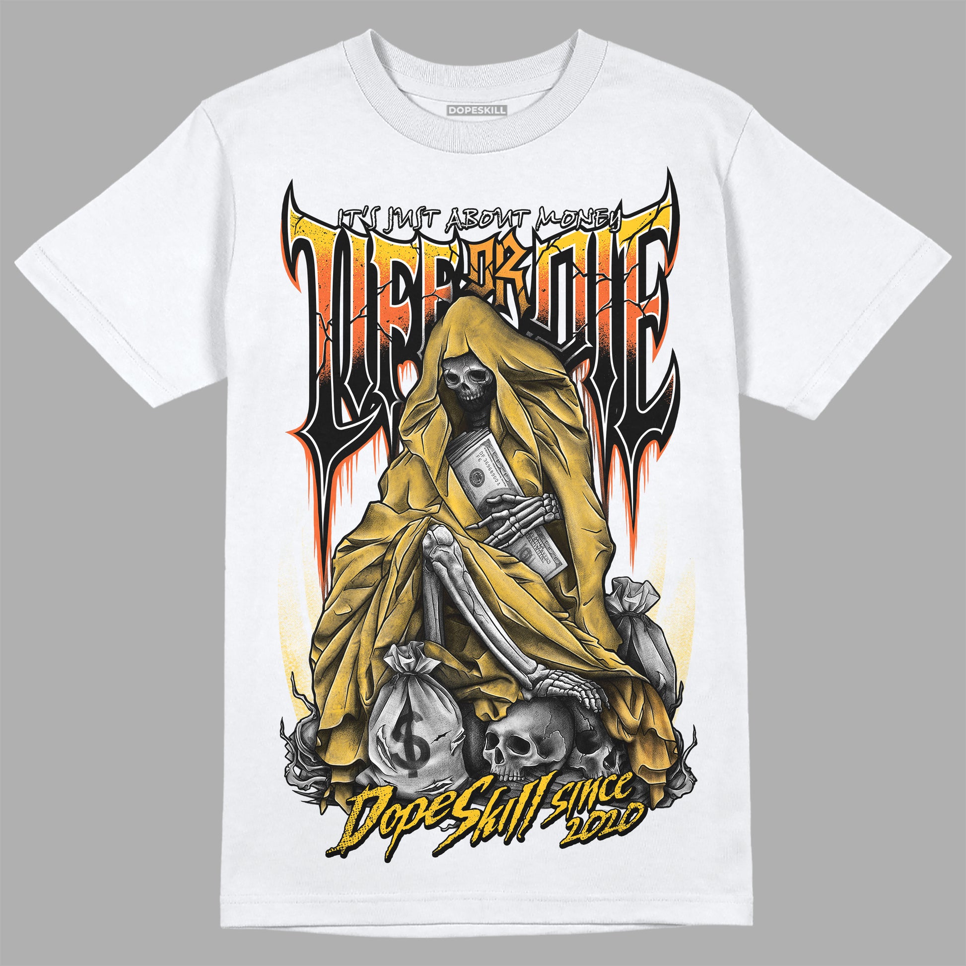 Yellow Sneakers DopeSkill T-Shirt Life or Die Graphic Streetwear - White