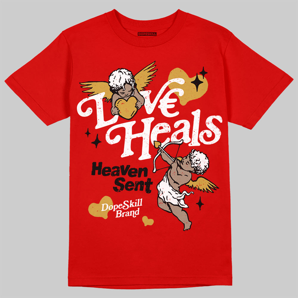 Red Sneakers DopeSkill T-Shirt New Love Heals Graphic Streetwear - Red