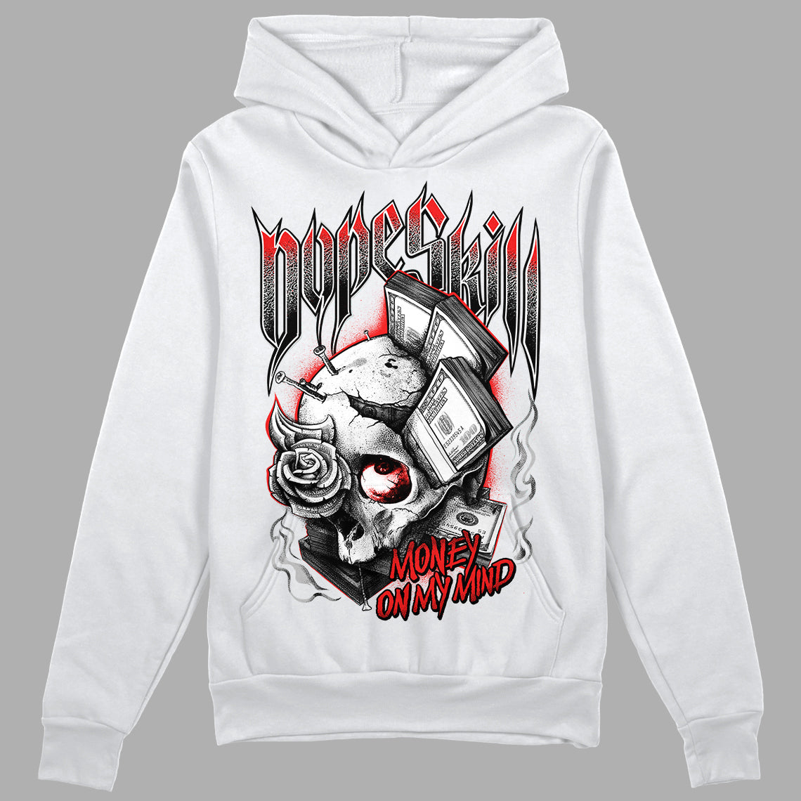 Jordan Spizike Low Bred DopeSkill Hoodie Sweatshirt Money On My Mind Graphic Streetwear - White 