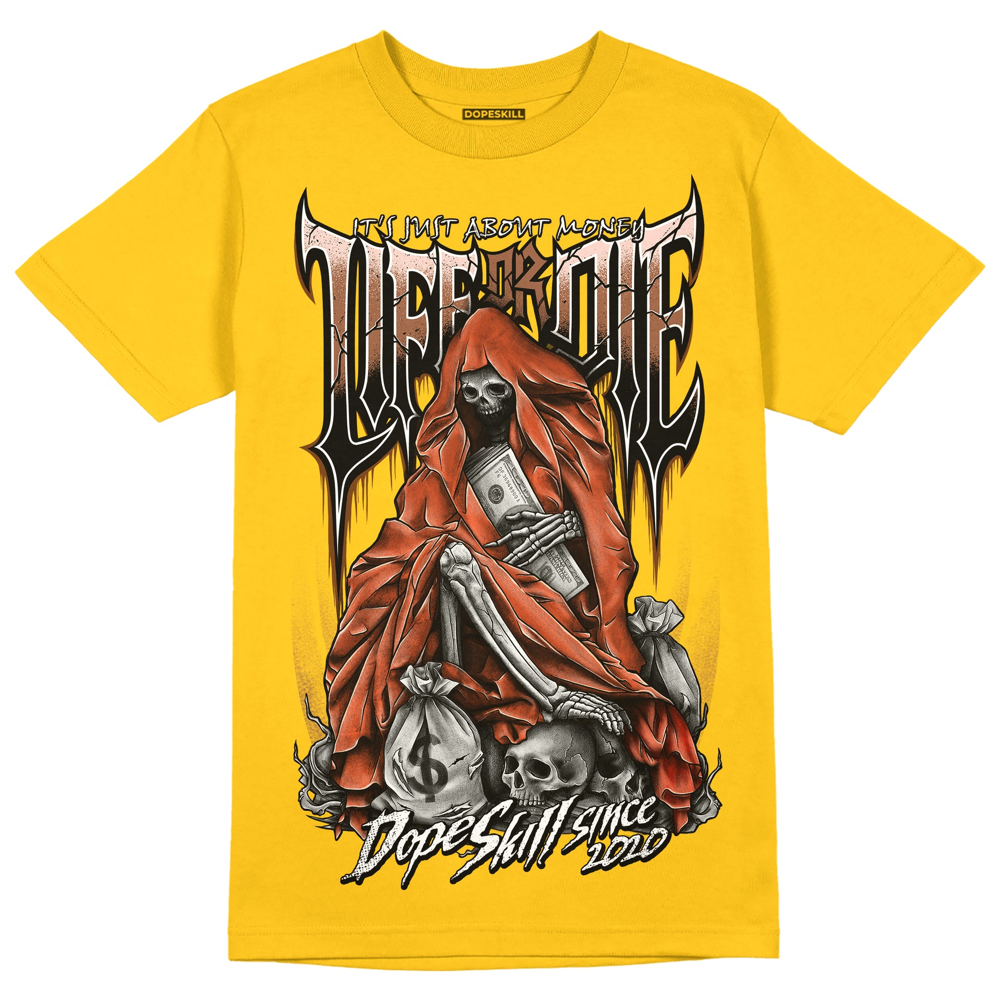 Yellow Sneakers DopeSkill Gold T-shirt Life or Die Graphic Streetwear