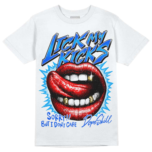 Royal Blue Sneakers DopeSkill T-Shirt Lick My Kicks Graphic Streetwear - White