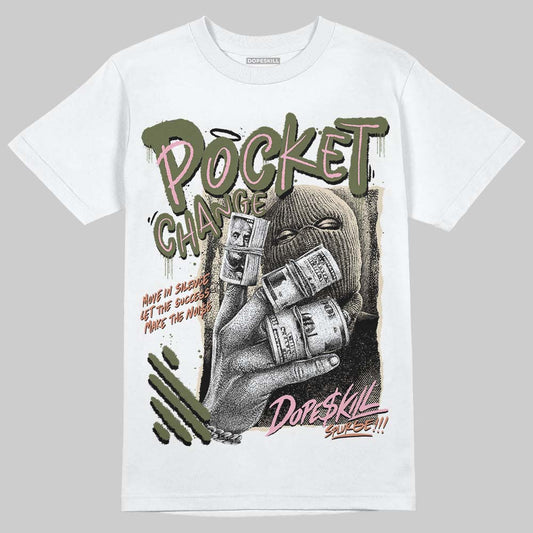 SB Dunk Low Pro x Arts-Rec Skateshop Rust Pink and Rough Green DopeSkill T-Shirt Pocket Change Graphic Streetwear - White