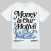 Air Foamposite One “International Blue” DopeSkill T-Shirt Money Is Our Motive Typo Graphic Streetwear - White