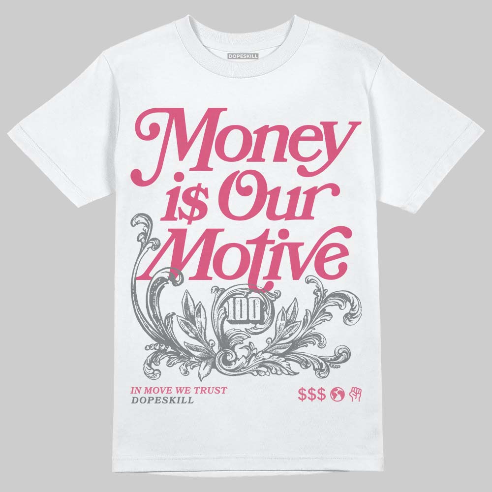 Balenciaga Runner White Fluo Pink DopeSkill T-Shirt Money Is Our Motive Typo Graphic Streetwear - White