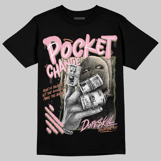 SB Dunk Low Pro x Arts-Rec Skateshop Rust Pink and Rough Green DopeSkill T-Shirt Pocket Change Graphic Streetwear - Black