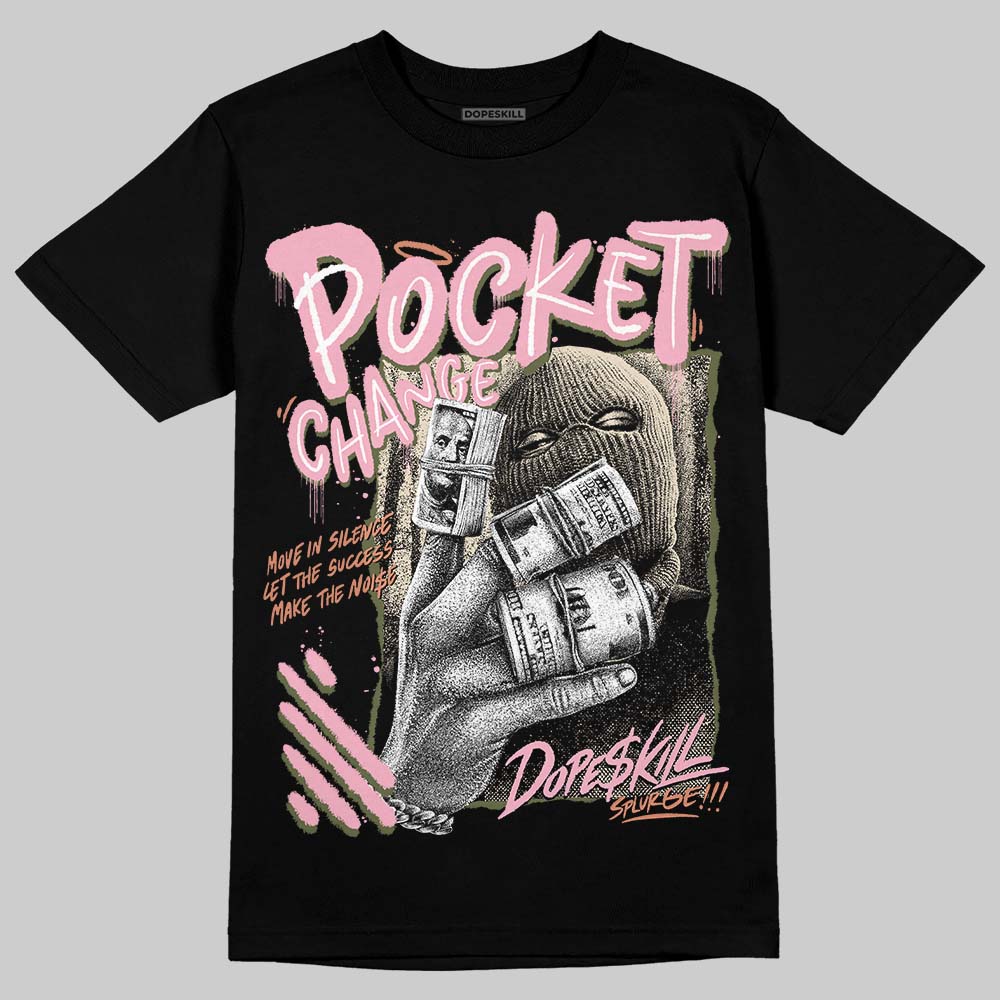 SB Dunk Low Pro x Arts-Rec Skateshop Rust Pink and Rough Green DopeSkill T-Shirt Pocket Change Graphic Streetwear - Black