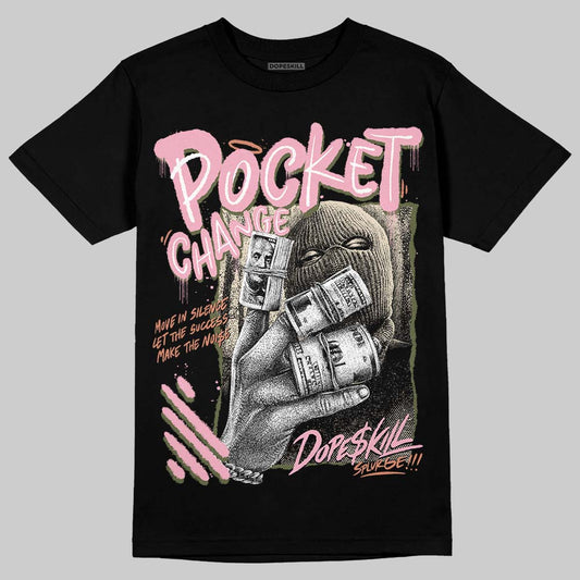 SB Dunk Low Pro x Arts-Rec Skateshop Rust Pink and Rough Green DopeSkill T-Shirt Pocket Change Graphic Streetwear - Black