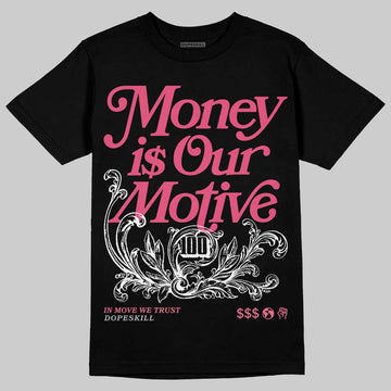 Balenciaga Runner White Fluo Pink DopeSkill T-Shirt Money Is Our Motive Typo Graphic Streetwear - Black