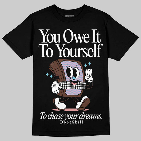Harris Tweed x Dunk Low Denim Turquoise and Baroque Brown DopeSkill T-Shirt Owe It To Yourself Graphic Streetwear - Black