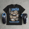 Black University Blue 5s DopeSkill T-Shirt The Mouth With No Droughts Graphic