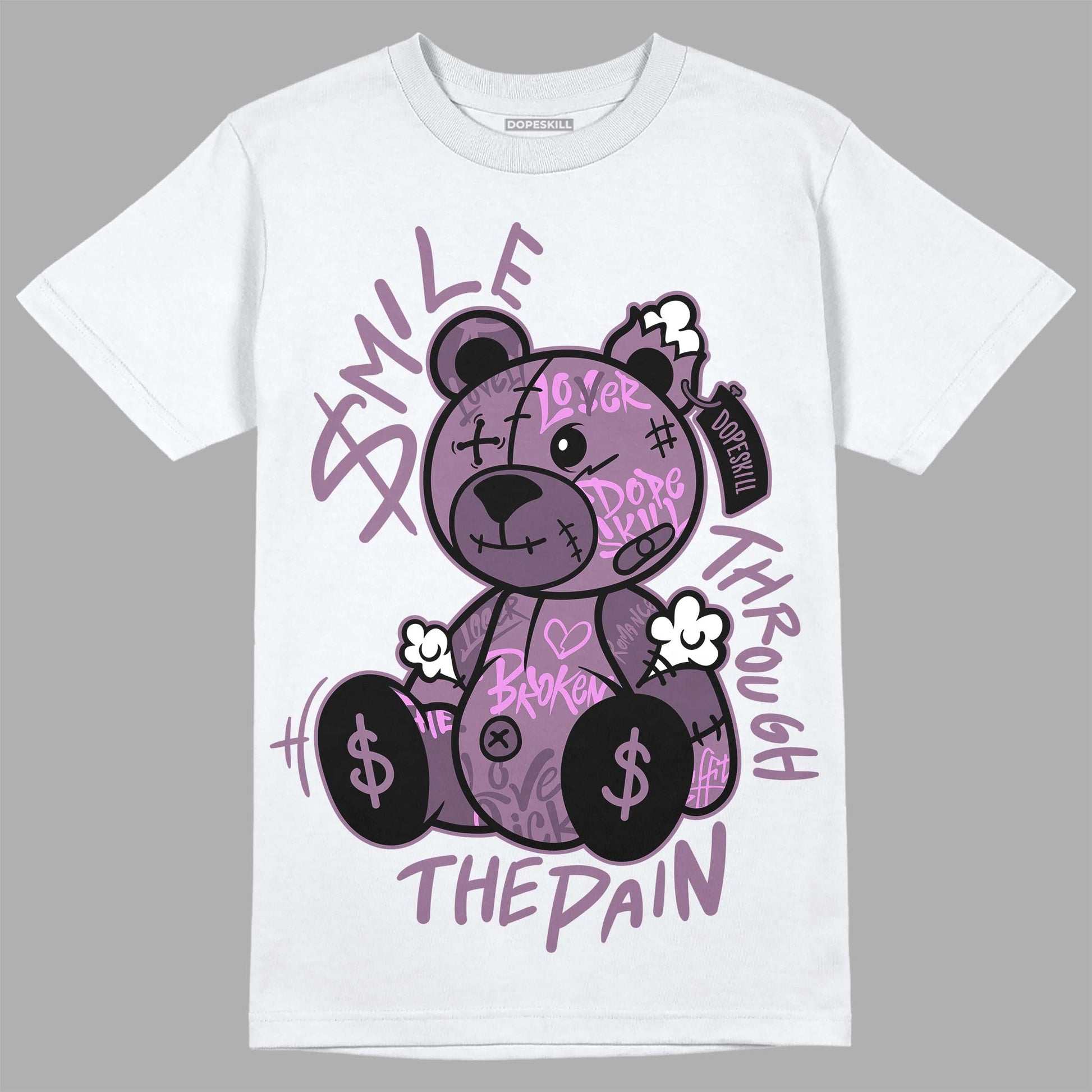 Jordan 2 “Mauve/Off-Noir” DopeSkill T-Shirt Smile Through The Pain Graphic Streetwear - White 