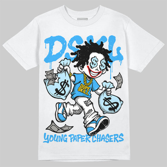 Jordan 11 University Blue DopeSkill T-Shirt Young Paper Chasers Graphic Streetwear - White