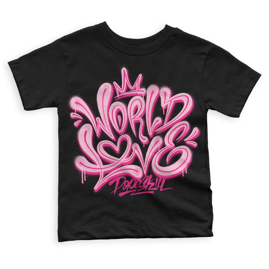 Dunk Low LX Pink Foam DopeSkill Toddler Kids T-shirt World Love Graphic Streetwear - Black