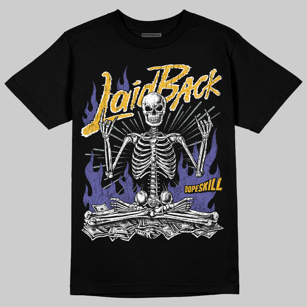 Jordan 4 Retro Lakers DopeSkill T-Shirt Laid Back Graphic Streetwear - Black