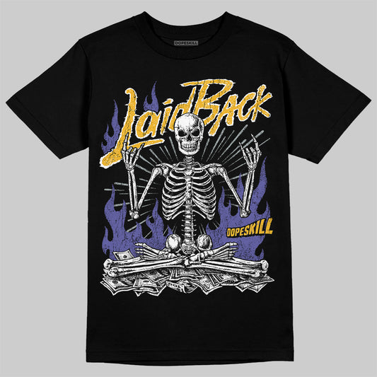 Jordan 4 Retro Lakers DopeSkill T-Shirt Laid Back Graphic Streetwear - Black