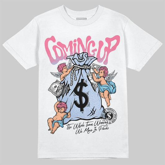 Jordan 3 GS “Denim/Pink Glow” DopeSkill T-Shirt Money Bag Coming Up Graphic Streetwear - White