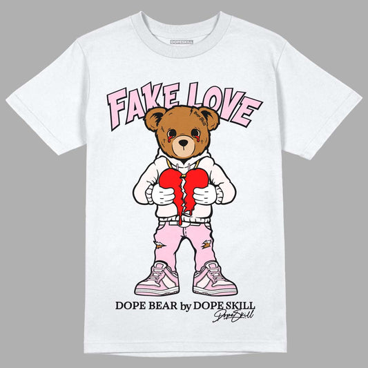 Dunk Low LX Pink Foam DopeSkill T-Shirt Fake Love Graphic Streetwear - White 