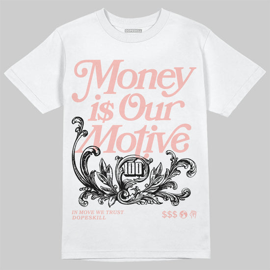 Lanvin Leather Curb Glitter Pale Pink DopeSkill T-Shirt Money Is Our Motive Typo Graphic Streetwear  - White