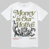 Travis Scott x Jordan 1 Medium Olive DopeSkill T-Shirt Money Is Our Motive Typo Graphic Streetwear - White