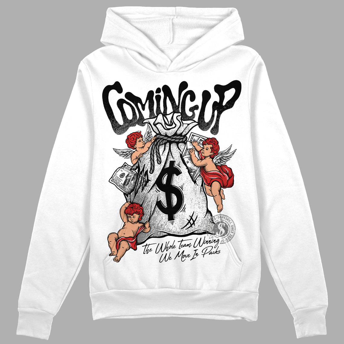 Jordan 1 High OG “Black/White” DopeSkill Hoodie Sweatshirt Money Bag Coming Up Graphic Streetwear - White 