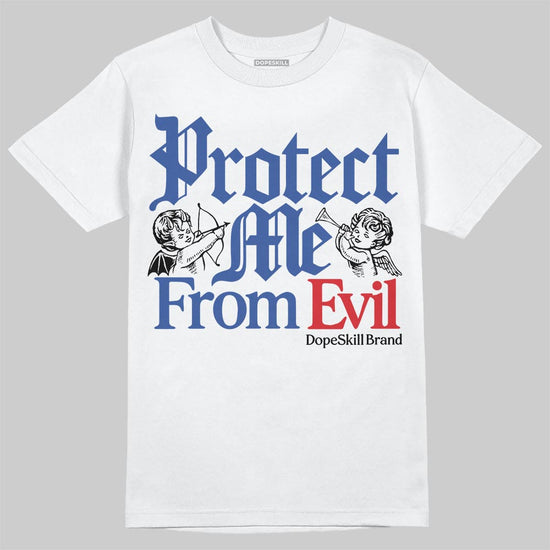 Jordan Spizike Low “Storm Blue” DopeSkill T-Shirt Protect Me From Evil Graphic Streetwear - White 