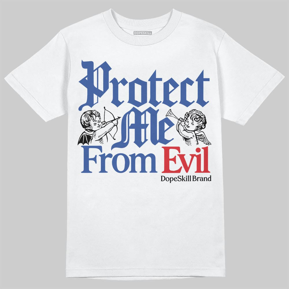 Jordan Spizike Low “Storm Blue” DopeSkill T-Shirt Protect Me From Evil Graphic Streetwear - White 