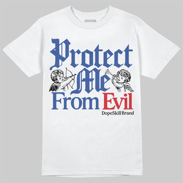 Jordan Spizike Low “Storm Blue” DopeSkill T-Shirt Protect Me From Evil Graphic Streetwear - White 