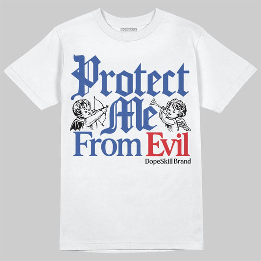 Jordan Spizike Low “Storm Blue” DopeSkill T-Shirt Protect Me From Evil Graphic Streetwear - White 