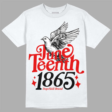 Jordan 4 Retro Red Cement DopeSkill T-Shirt Juneteenth 1865 Graphic Streetwear - White