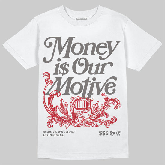 New Balance 1906R Silver Classic Crimson DopeSkill T-Shirt Money Is Our Motive Typo Graphic Streetwear - White