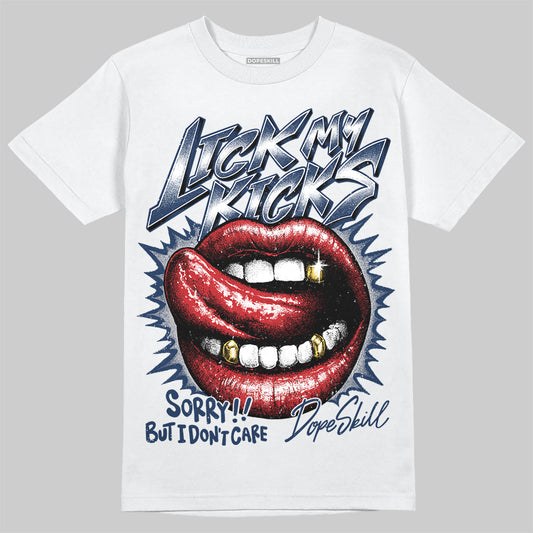 Jordan 4 SB “Summit White/Navy” DopeSkill T-Shirt Lick My Kicks Graphic Streetwear - White