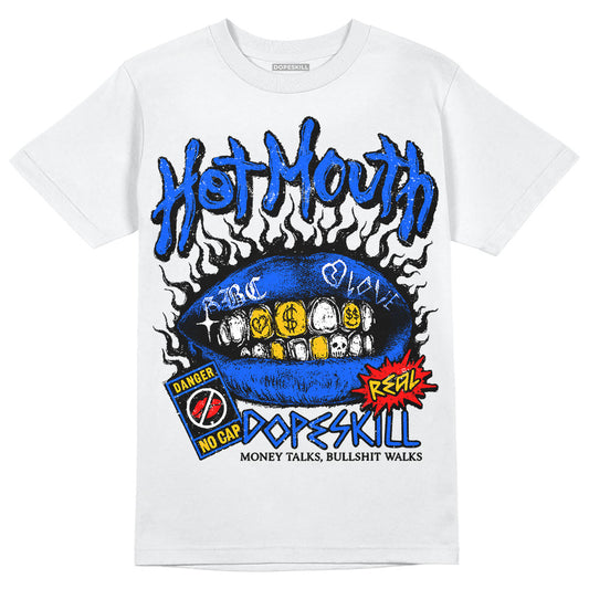 Royal Blue Sneakers DopeSkill T-Shirt Hot Mouth Graphic Streetwear - WHite