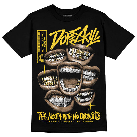 Jordan 4 Thunder DopeSkill T-Shirt The Mouth With No Droughts Graphic Streetwear - Black