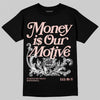 Lanvin Leather Curb Glitter Pale Pink DopeSkill T-Shirt Money Is Our Motive Typo Graphic Streetwear  - Black