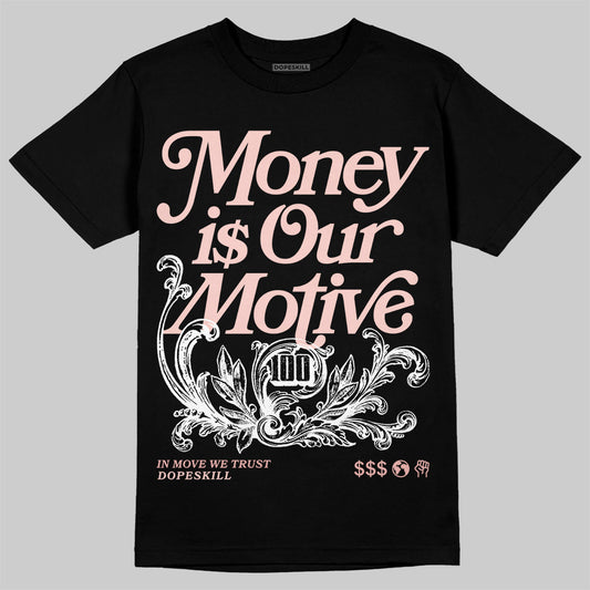 Lanvin Leather Curb Glitter Pale Pink DopeSkill T-Shirt Money Is Our Motive Typo Graphic Streetwear  - Black