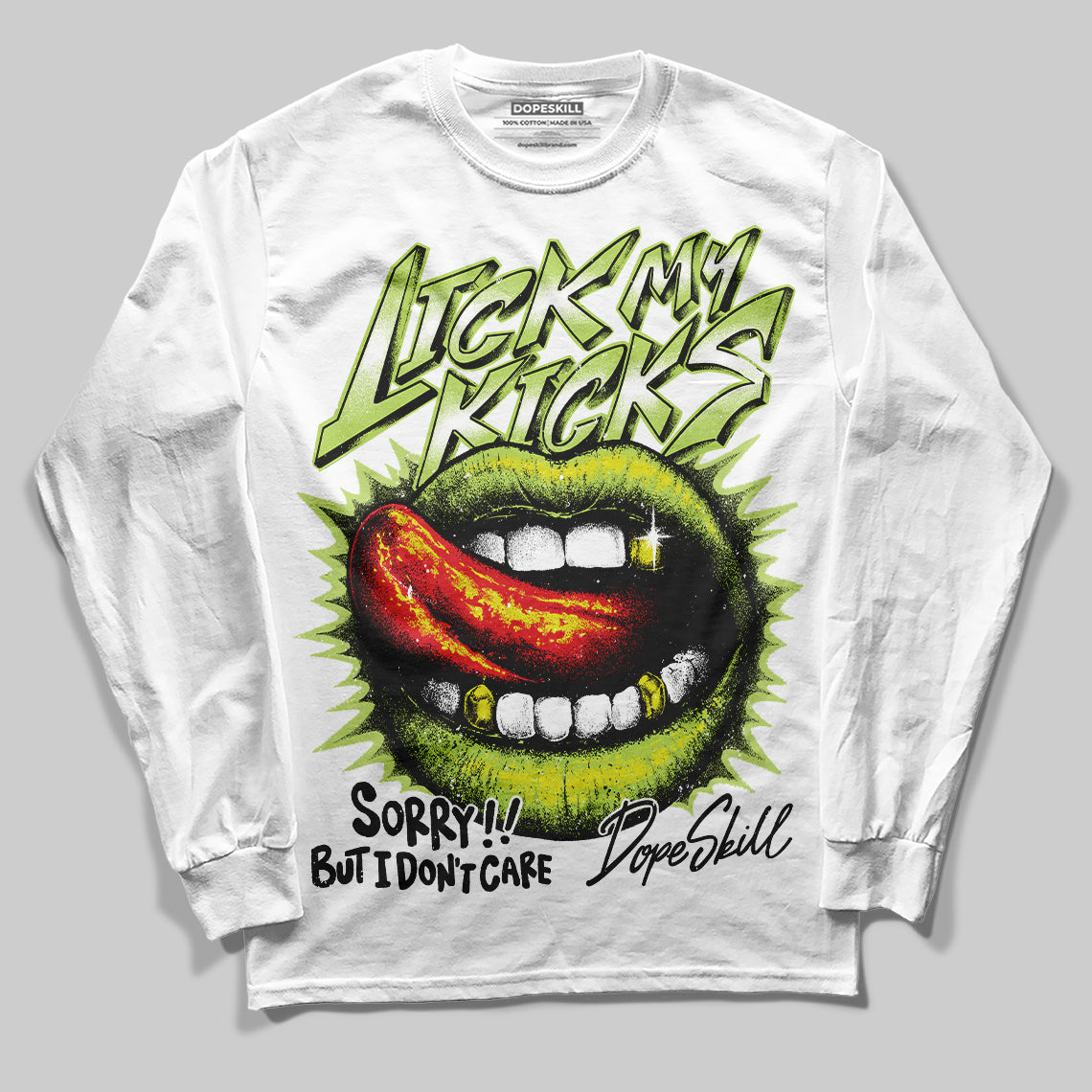 Jordan 13 Retro Bright Cactus DopeSkill Long Sleeve T-Shirt Lick My Kicks Graphic Streetwear - White